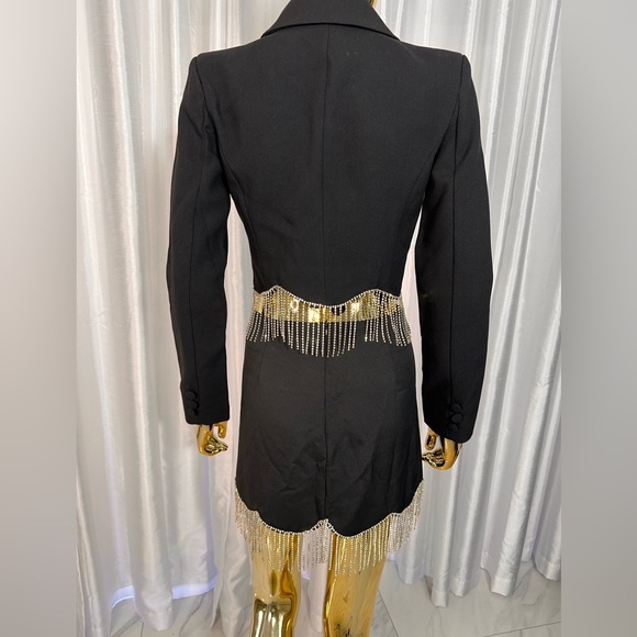 Crystal Fringe Blazer Jacket / Skirt set sz 0 - Picture 3 of 6